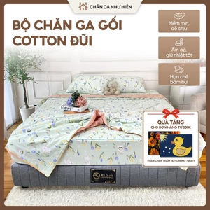 Bộ Chăn Ga Gối Mùa Hè Cotton Đũi Cao Cấp 4 Món (Chăn + Ga + 2 Vỏ Gối) Mềm Mịn Thoáng Mát Phong Cách Hàn