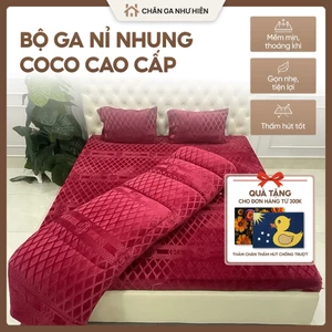 Set 4 món (KHÔNG CHĂN) ga nỉ nhung Coco cao cấp mềm mại ấm áp – Thiết kế sang trọng nhã nhặn – Đủ size