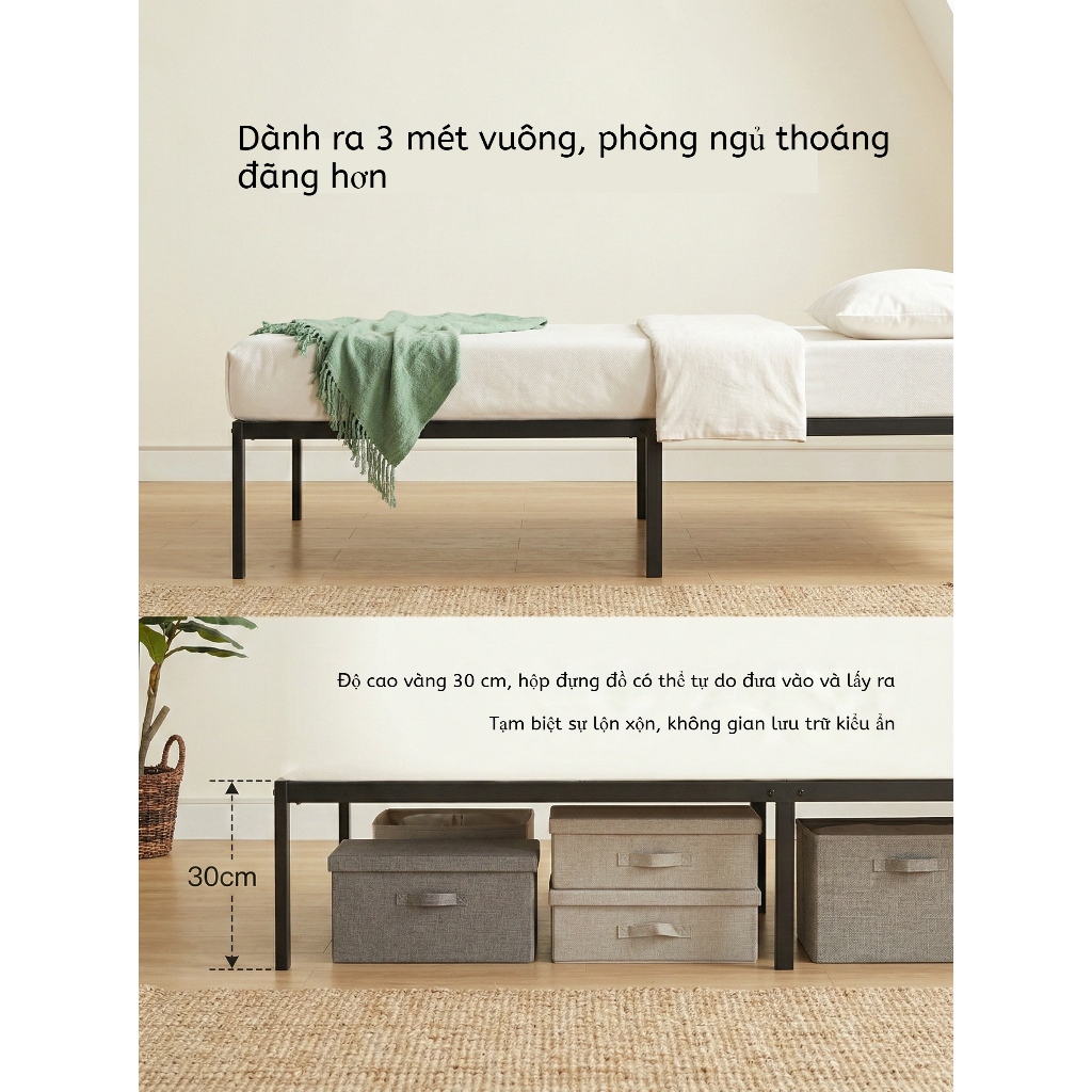 IRONPO Giường sắt Lắp ráp giường sắt Giường sắt chịu lực 1m/1m5/1m8Nhiều kích cỡ Làm dày và gia cố