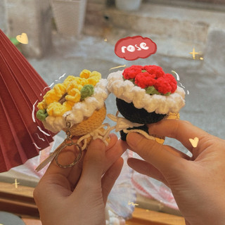 Móc Khoá Nhung Bó Hoa Hồng Len Mini Chút Xíu 5 Màu Dễ Thương Quà Tặng Handmade Haste
