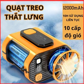 Quạt Đeo Thắt Lưng Siêu Trâu –10 Cấp Độ Gió, Dùng 6H, Đeo Hông/Đeo Cổ, Quạt Điều Hòa Mini