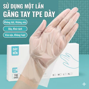 Hộp 70 găng tay TPE làm bếp nấu ăn dùng 1 lần tiện dụng 3 size