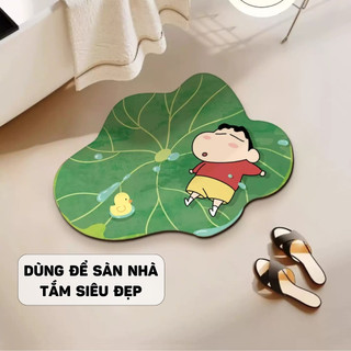 Thảm lau chân chống trượt nhà tắm, thảm hoạt hình Shin chất liệu bùn tảo thấm hút nhanh khô Homie Tech
