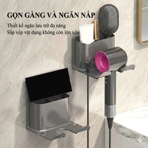 Kệ treo máy sấy dán tường có hộc đựng đồ 2 ngăn ba màu sắc