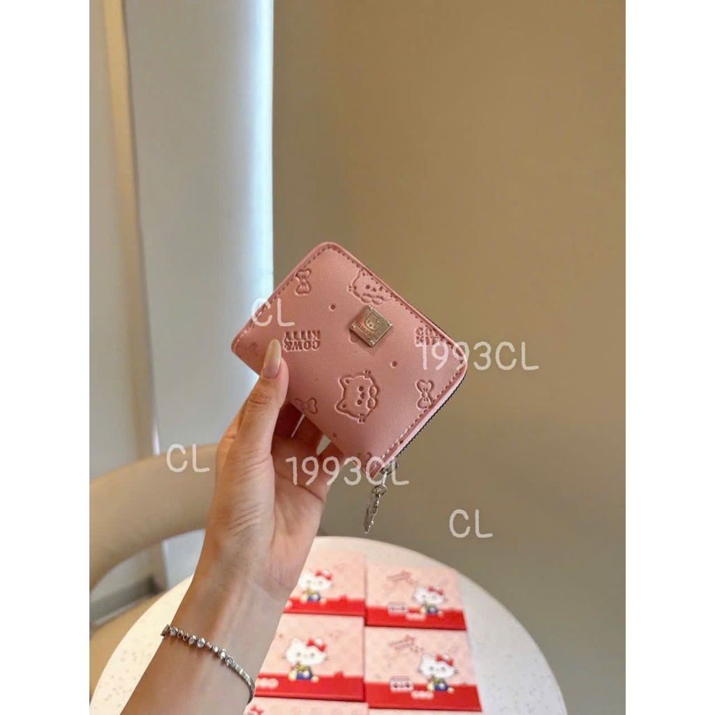 [tặng hộp quà] Ví Mini Nhỏ Gọn Cầm Tay Dễ Thương Họa Tiết Mèo Nổi – Khóa Kéo Mượt, Nhiều Ngăn Đựng Tiền & Thẻ Tiện Lợi