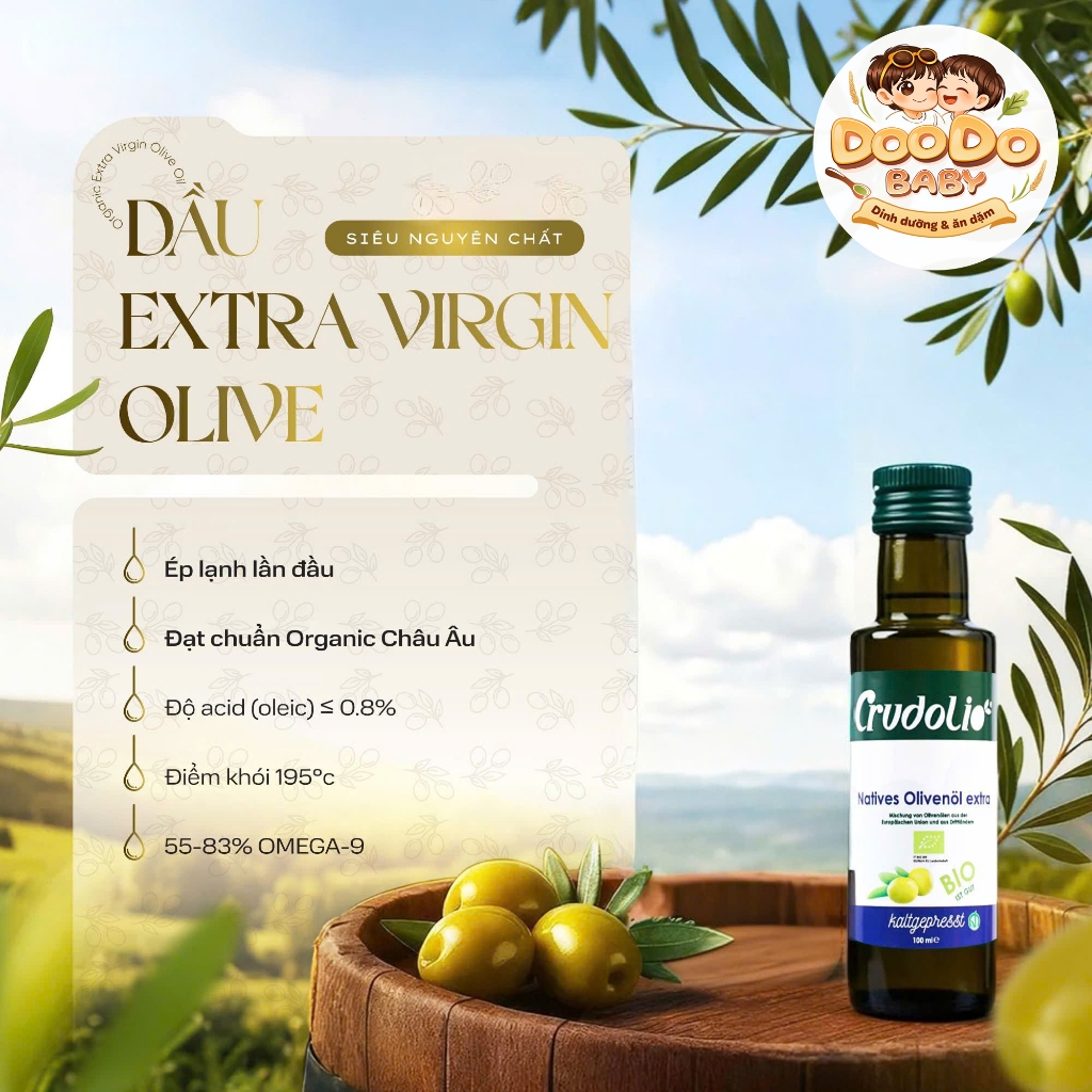 Dầu Ăn Dặm Hữu Cơ Cho Bé từ 6m+ (Dầu hạt cải, Dầu Olive)