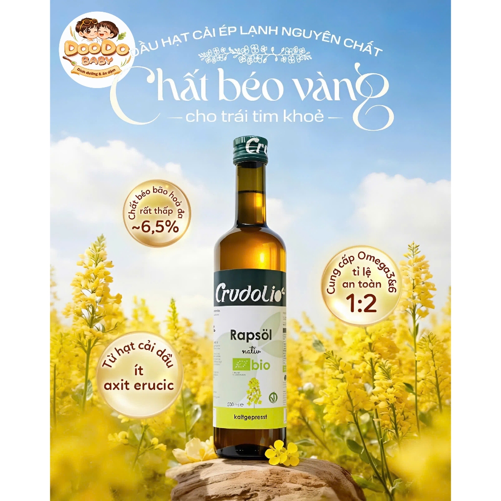 Dầu Ăn Dặm Hữu Cơ Cho Bé từ 6m+ (Dầu hạt cải, Dầu Olive)