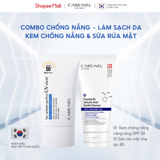 Combo Sữa rửa mặt phục hồi & Kem chống nắng nâng tông cho da dầu mụn, da nhạy cảm Care:nel