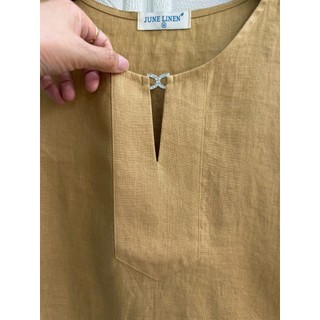 [JUNE LINEN] Áo kiểu nữ Linen tưng premium, cổ tròn xẻ V. #ANU-01
