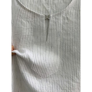 [JUNE LINEN] Áo kiểu nữ Linen tưng premium, cổ tròn xẻ V. #ANU-01