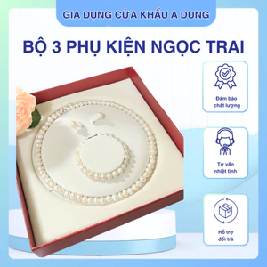 Combo 3 dây chuyền, vòng tay, khuyên tai ngoc t.rai tự nhiên quà tặng ý nghĩa