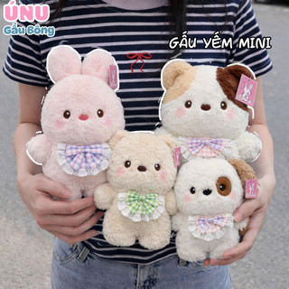 Bộ Gấu Mini Đeo Yếm Lông Kim 25cm, Gấu Mắt Sáng Thỏ Đeo Yếm , Mèo Tam Thể,Gấu Yếm, Cún Mắt Đốm Đáng Yêu