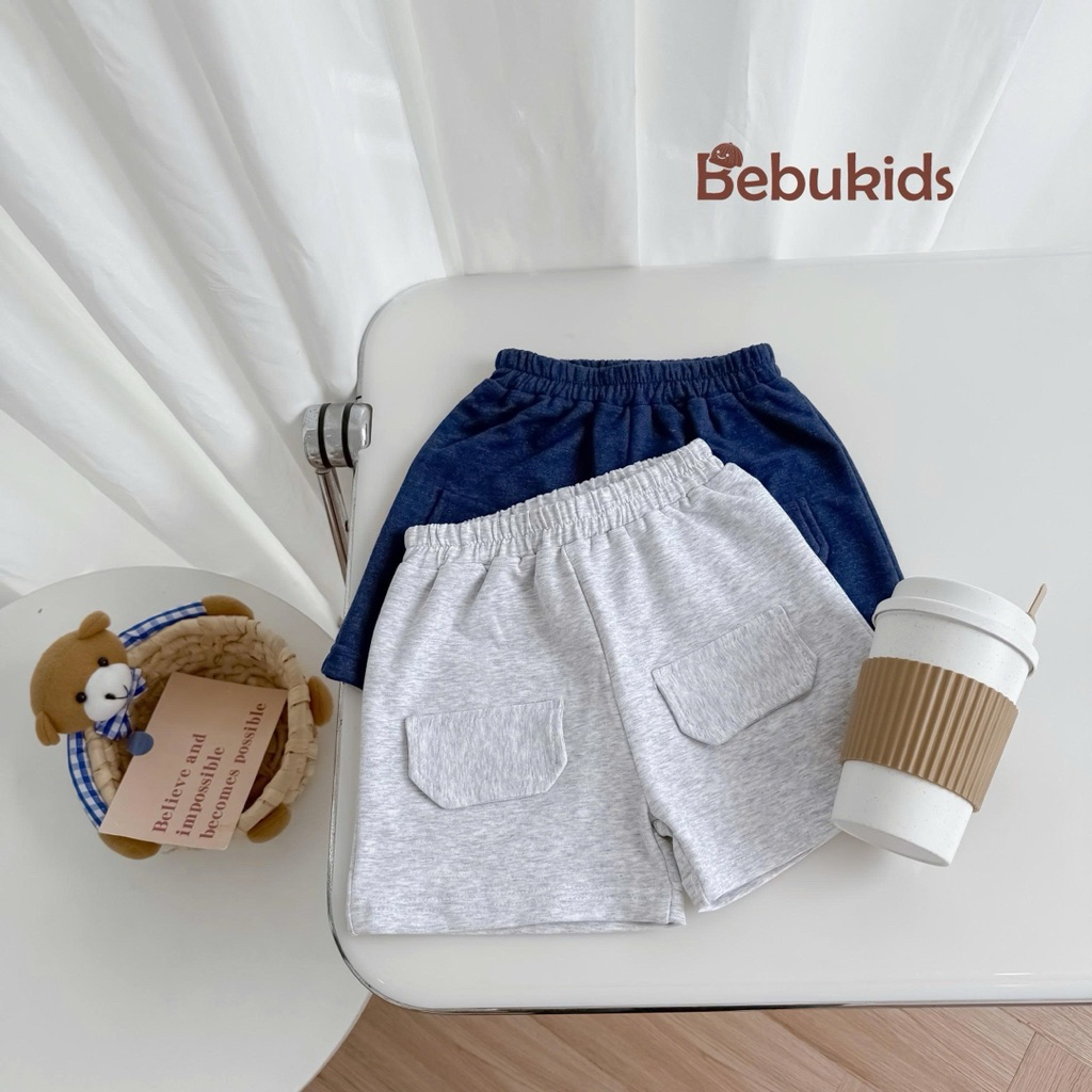 Set polo cộc tay họa tiết kẻ phối tag Bebukids chất liệu cotton thông thoáng cho bé trai 8-21kg