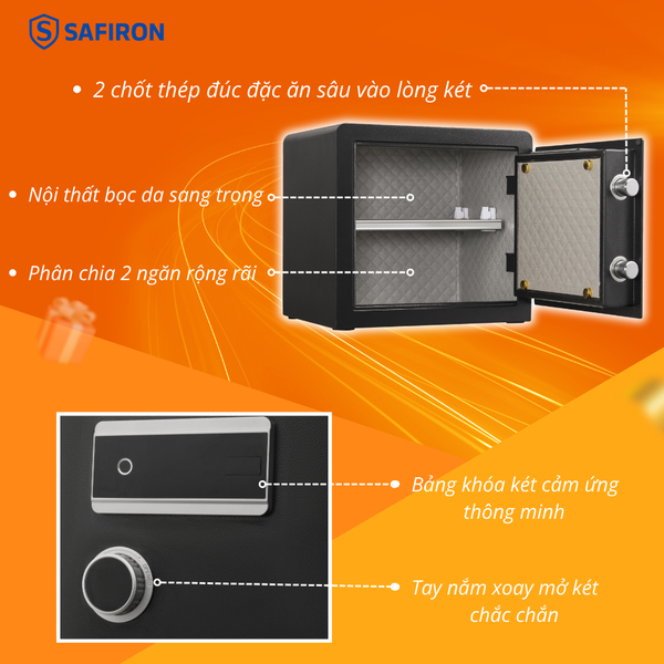 Két Sắt Kiểm Soát Tài Sản Chủ Động 24/7 Trên Điện Thoại, Vân Tay Điện Tử 35LS, 60LS, 80LS Safiron
