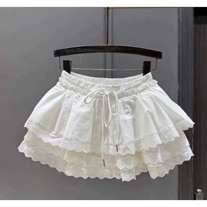 Chân Váy Xếp Ly 2 tầng viền ren chất thô mềm có quần trong , dây rút bụng dễ thương