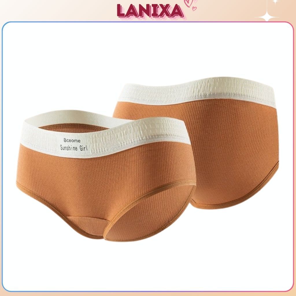 Quần lót nữ cotton gân tăm dày dặn bản lưng to cạp chun co giãn thoải mái in chữ cá tính LANXA L1226
