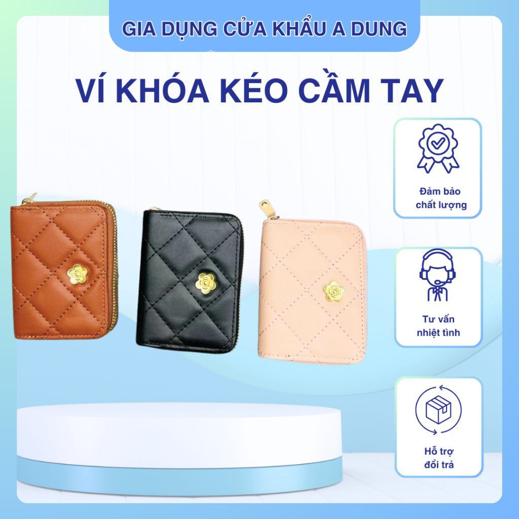 Ví Mini Khóa Kéo Nhiều Ngăn Đựng Họa Tiết Hoa Mạ Vàng Nhỏ Gọn Kích Thước Nhỏ Gọn Tiện Lợi Cho Mọi Lúc Mọi Nơi