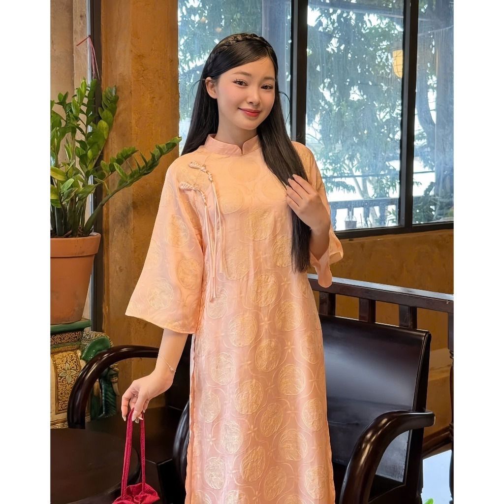 Áo Dài 4 Tà Thiết Kế Chất Gấm Sang Trọng Áo Dài Cách Tân Nữ Tay Lỡ Dáng Suông Che Khuyết Điểm Cực Tốt T1504G