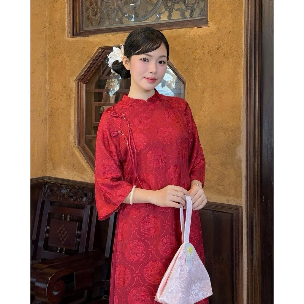 Áo Dài 4 Tà Thiết Kế Chất Gấm Sang Trọng Áo Dài Cách Tân Nữ Tay Lỡ Dáng Suông Che Khuyết Điểm Cực Tốt T1504G