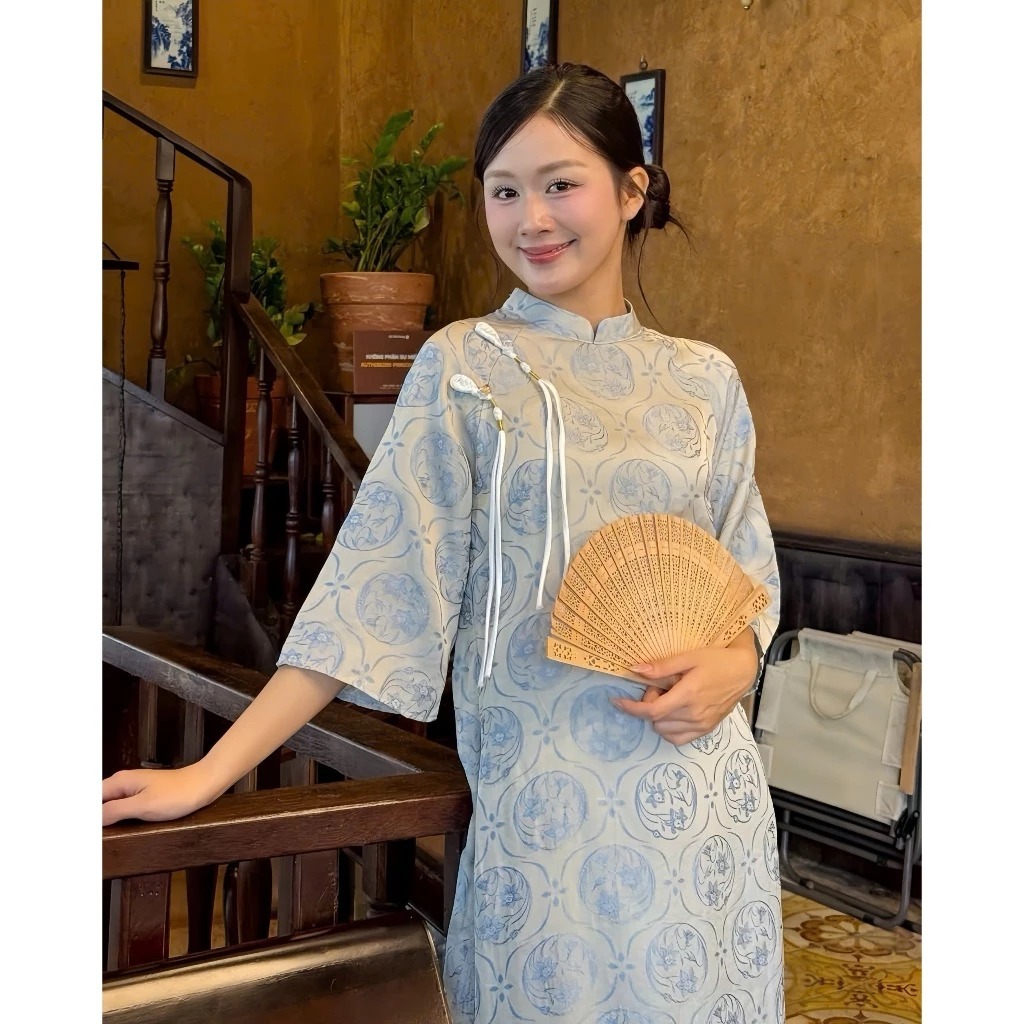 Áo Dài 4 Tà Thiết Kế Chất Gấm Sang Trọng Áo Dài Cách Tân Nữ Tay Lỡ Dáng Suông Che Khuyết Điểm Cực Tốt T1504G