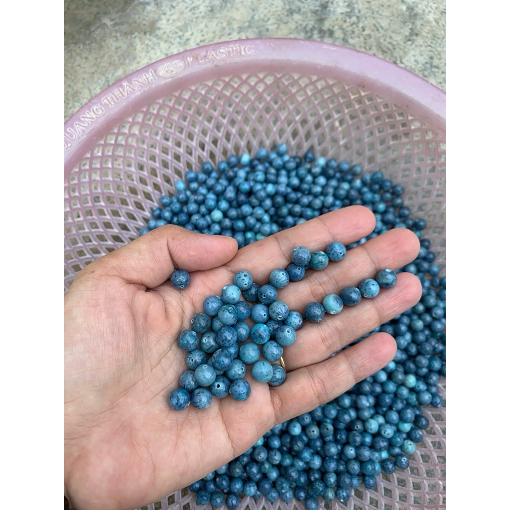 5 hạt san hô xanh mix vòng nhiều size