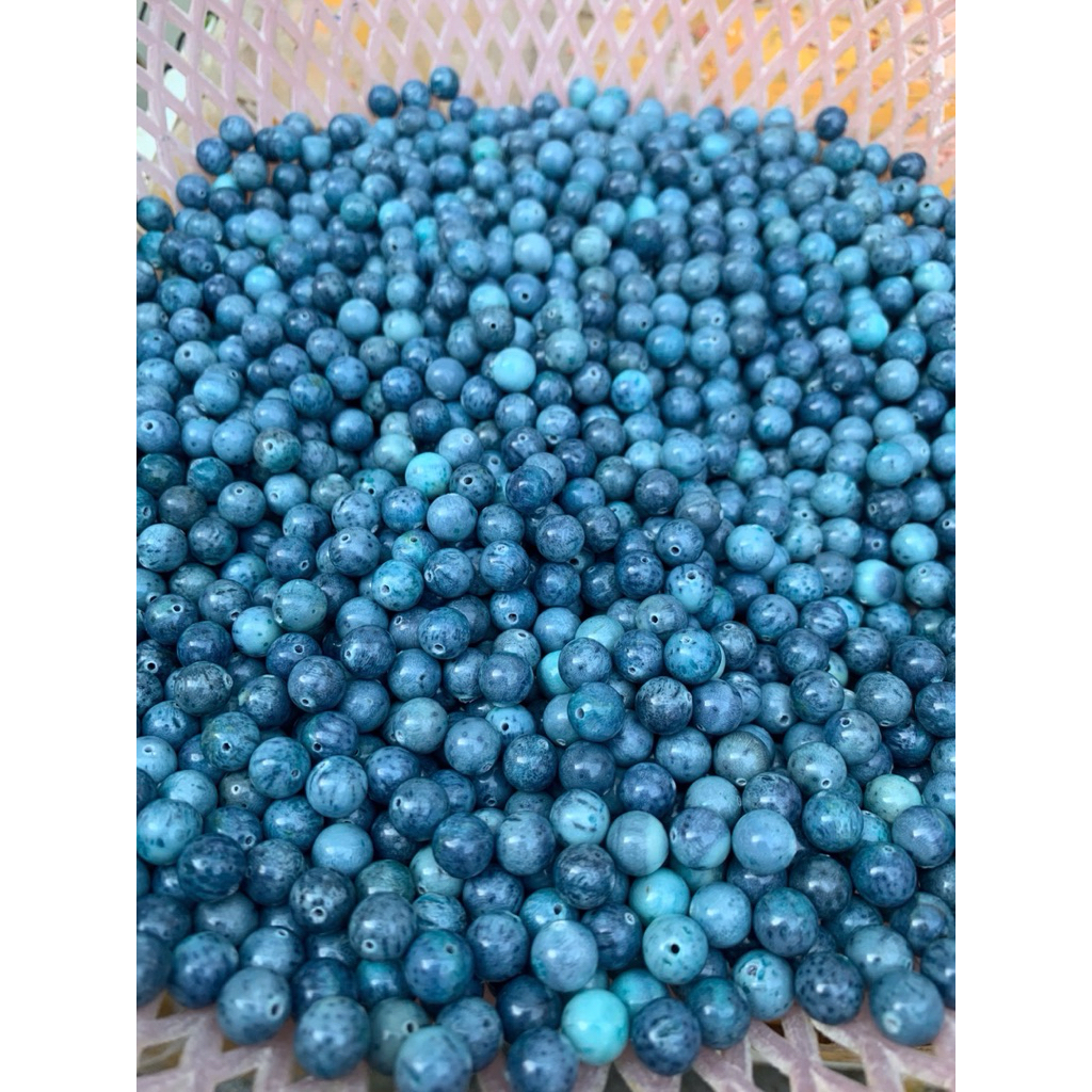 5 hạt san hô xanh mix vòng nhiều size
