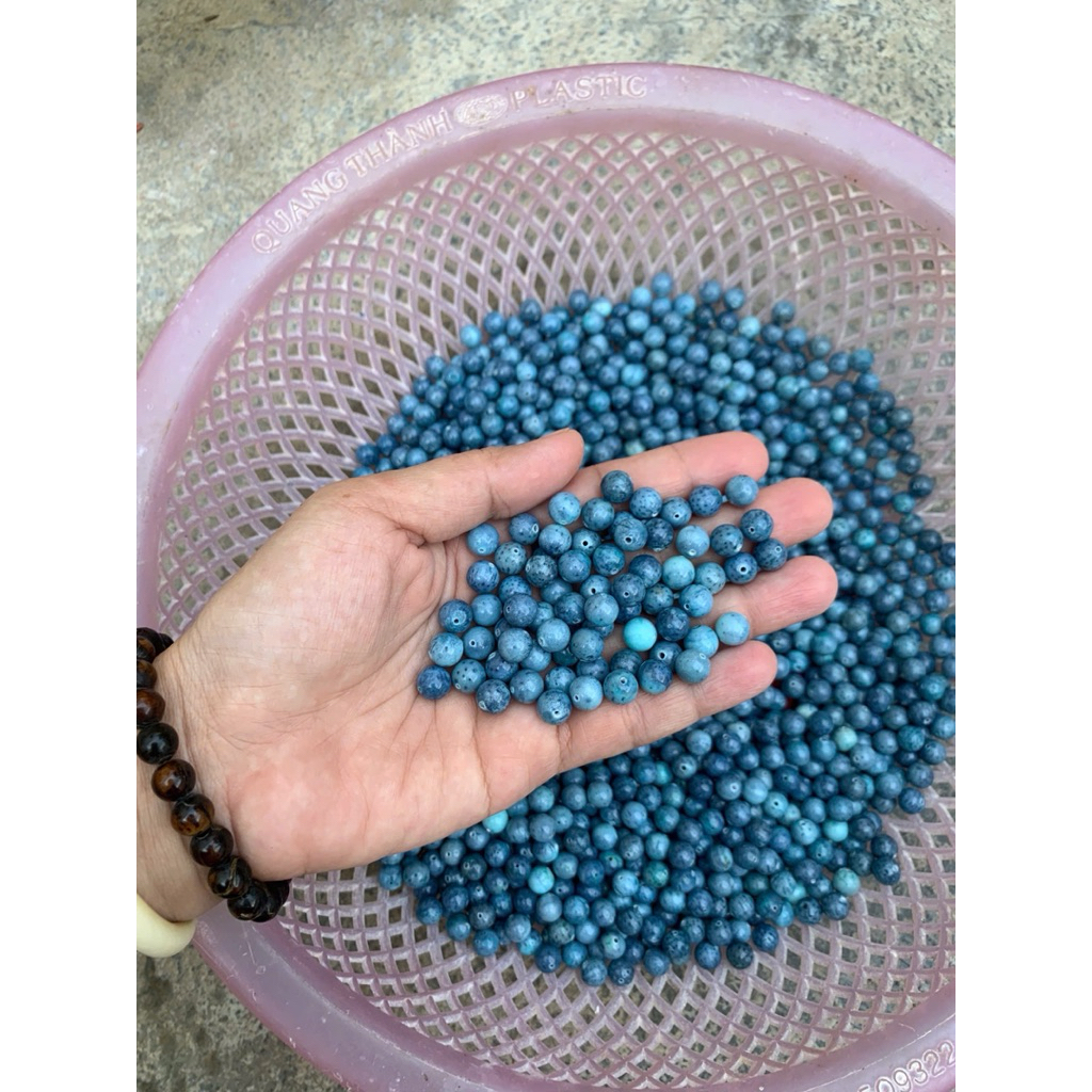 5 hạt san hô xanh mix vòng nhiều size