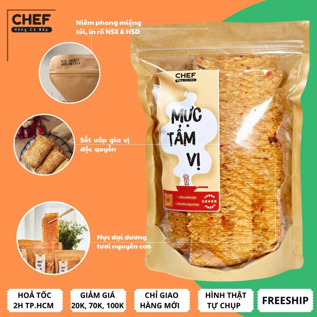 KHÔ MỰC CÁN TẨM GIA VỊ Loại Nguyên Con 500gr - Hàng Đặc Sản Thơm Dai Đậm Vị