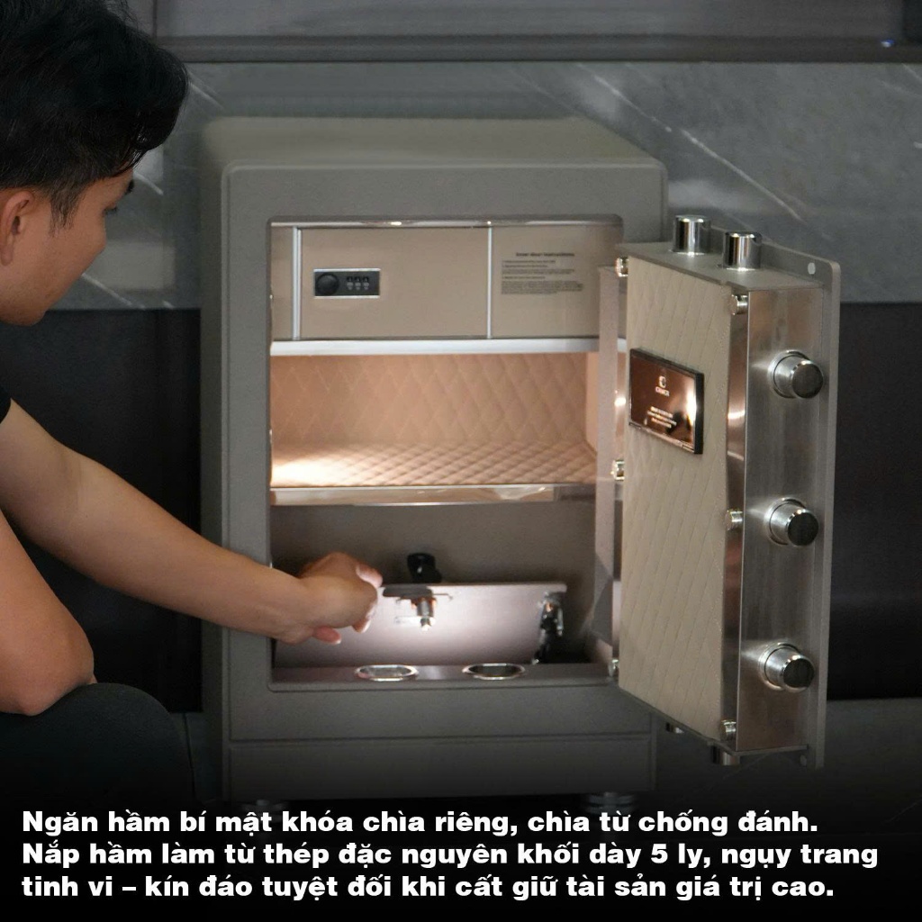 Két Sắt Nhập Khẩu Xiaomi CRMCR 71LB Vân Tay Điện Tử, Xác Minh Danh Tính Người Mở