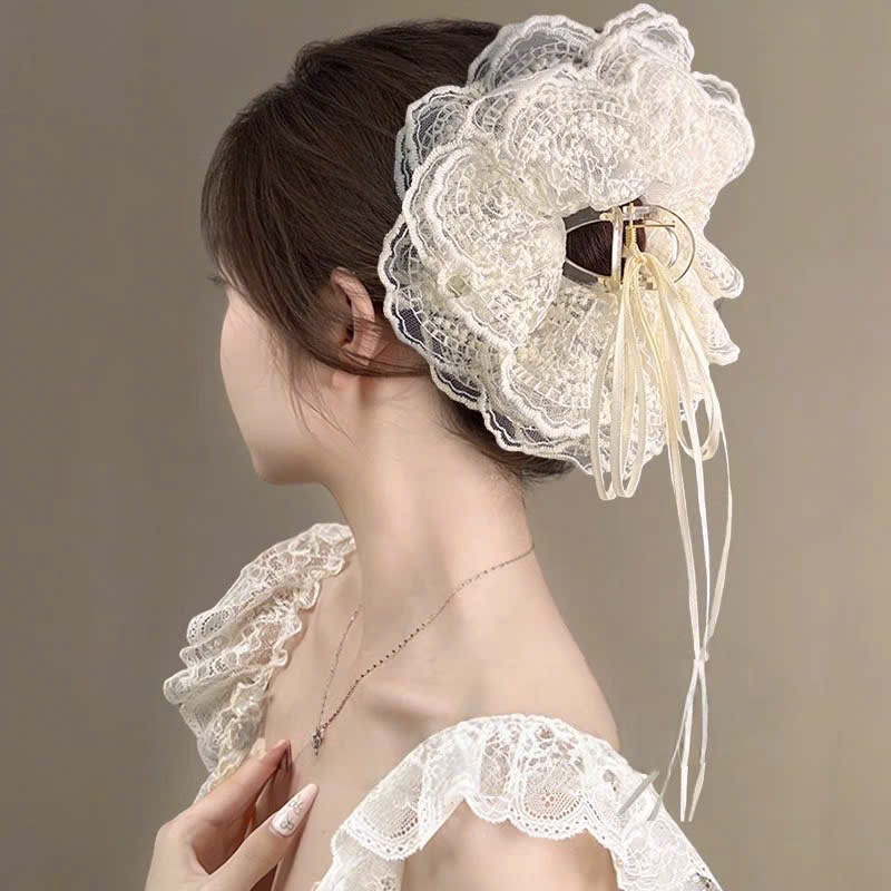 Kẹp Tóc Hoa Ren Cỡ Đại Phong Cách Tiểu Thư – Kẹp Càng Cua Nơ Ren Sang Chảnh Mới Nhất 2026