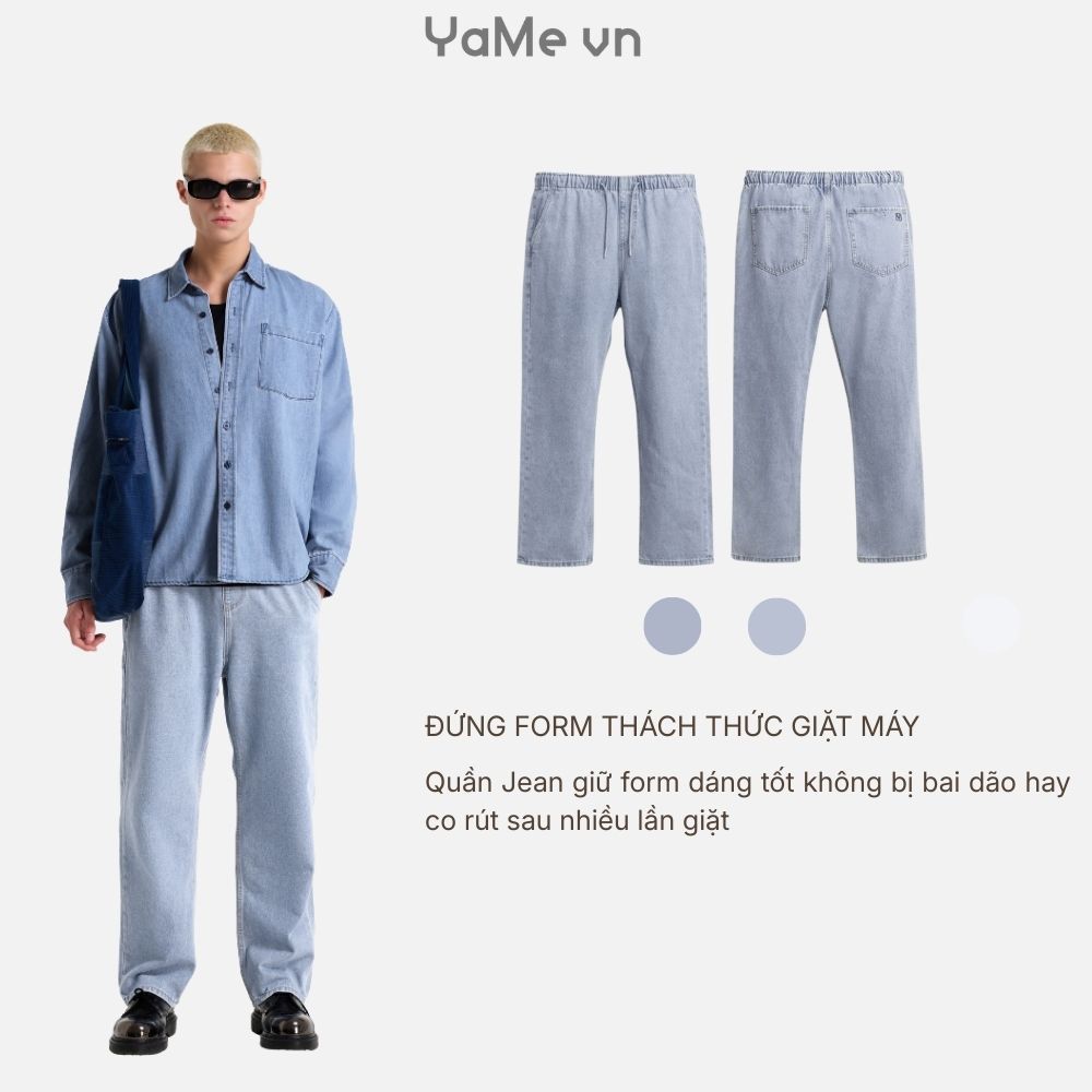 Quần Jean Nam Vải DurableTex™ Cực Bền, Lưng Thun Mặc Êm Bụng The Original 101 Dáng Rộng Rãi F4 23543 |YaMe| | BigBuy360 - bigbuy360.vn