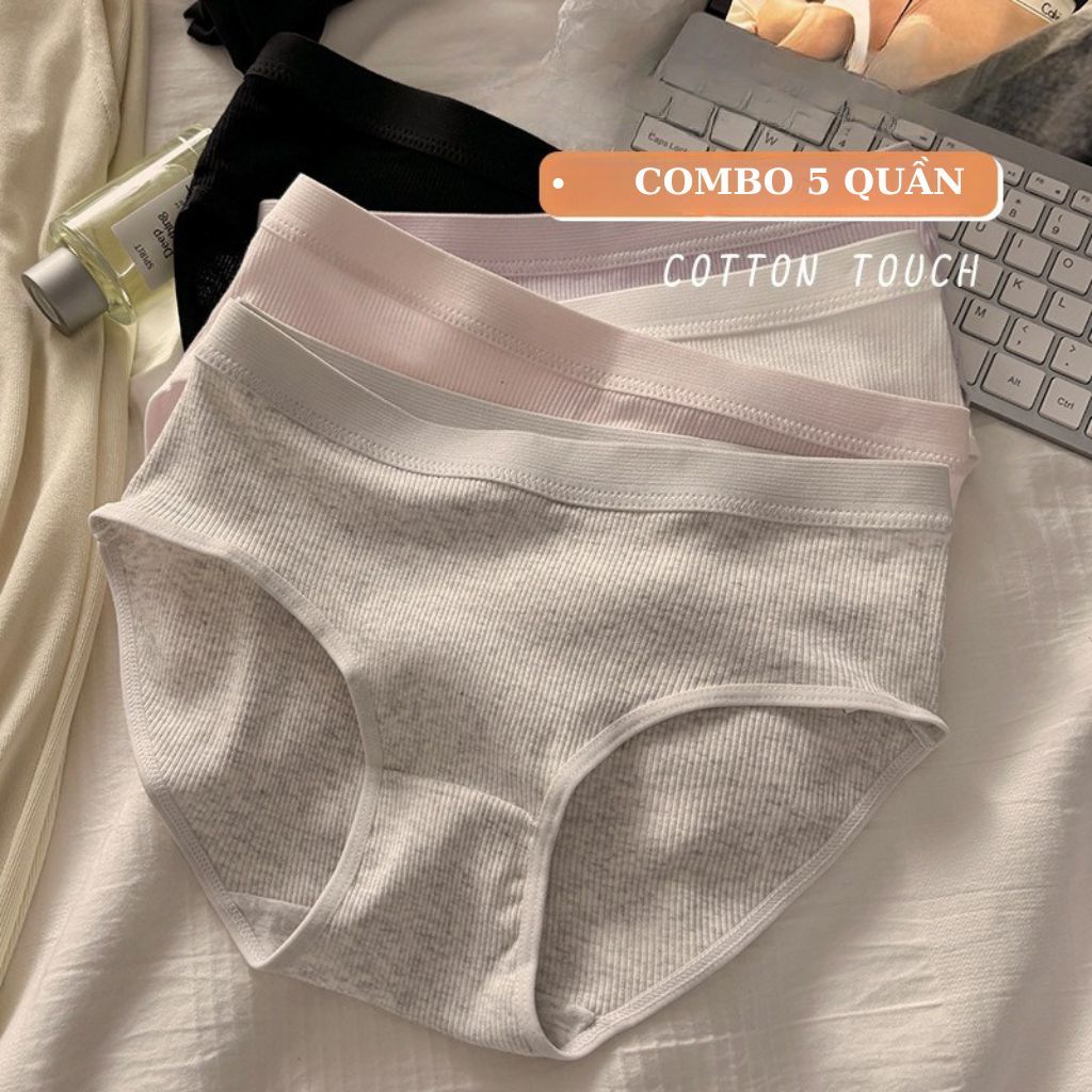 Quần lót nữ cotton gân tăm dày dặn kiểu dáng basic cạp vừa bo chun co giãn thoải mái LANIXA L2416