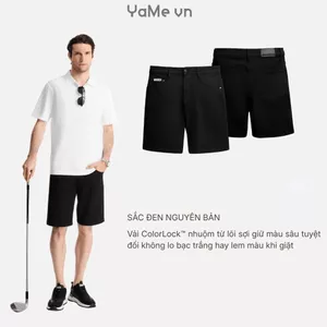 Quần Đùi Jean Nam Tôn Dáng ColorLock™ Giữ Đen Sâu Lâu Bạc Tek Black Jean 006 Dáng Ôm Vừa F2 24510 |YaMe|