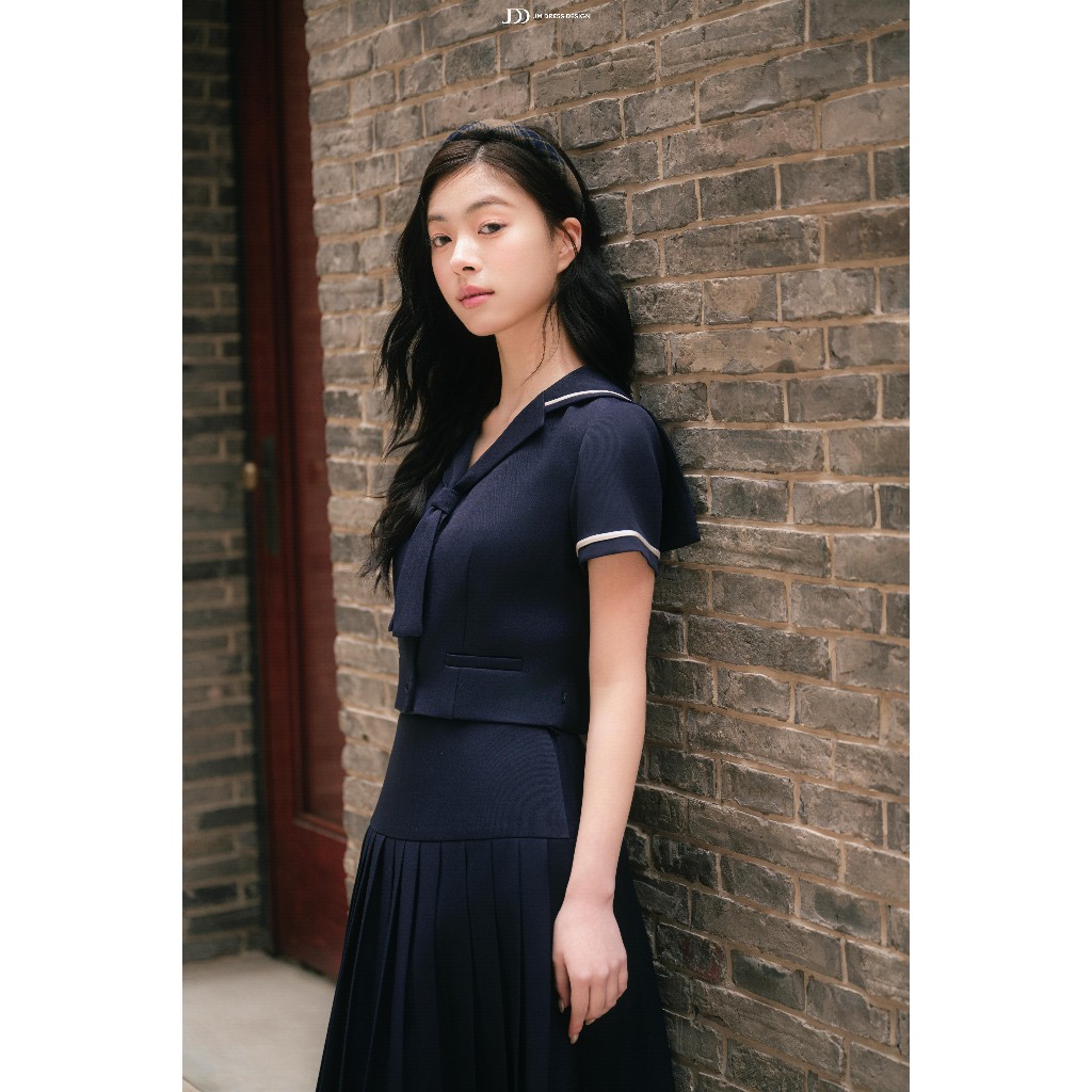 Set Áo Xuân Hè Cổ Vest Dáng Croptop 2T16.2601, Chân Váy Dáng Dài Xếp Ly 4L05.2601. Set Đồ Preppy Công Sở Nữ JM Dress