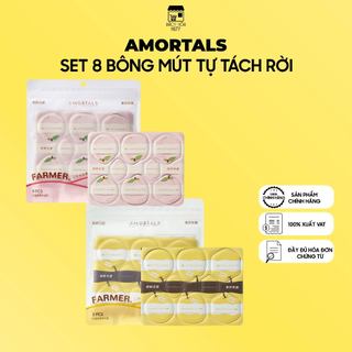 Set 8 Mút Tự Xé AMORTALS Peach Farm Dùng Khô Ướt, Thiết Kế Vỉ, Tiện Dụng