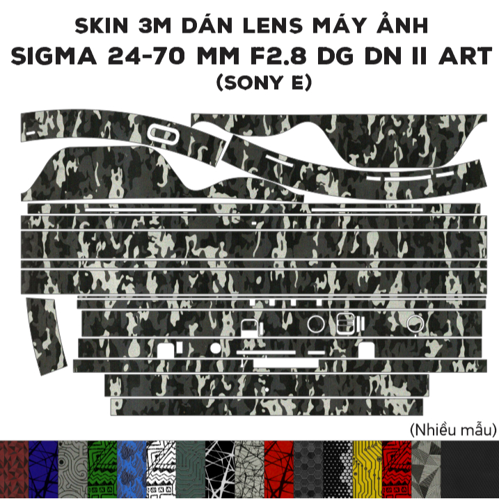 Skin dán Lens Sigma 24-70mm f2.8 DG DN II Art (Mark 2) (Nhiều mẫu) | Decal Film 3M dán bảo vệ ống kính 24-70 mm