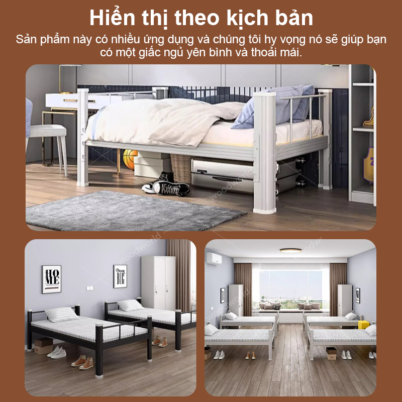 Giường Sắt Chắc Chắn Cho Ký Túc Xá Phòng Trọ Và xá công nhân Trường Không Kêu Không Gỉ Dễ Lắp Rap