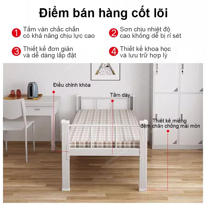 Giường Sắt Chắc Chắn Cho Ký Túc Xá Phòng Trọ Và xá công nhân Trường Không Kêu Không Gỉ Dễ Lắp Rap