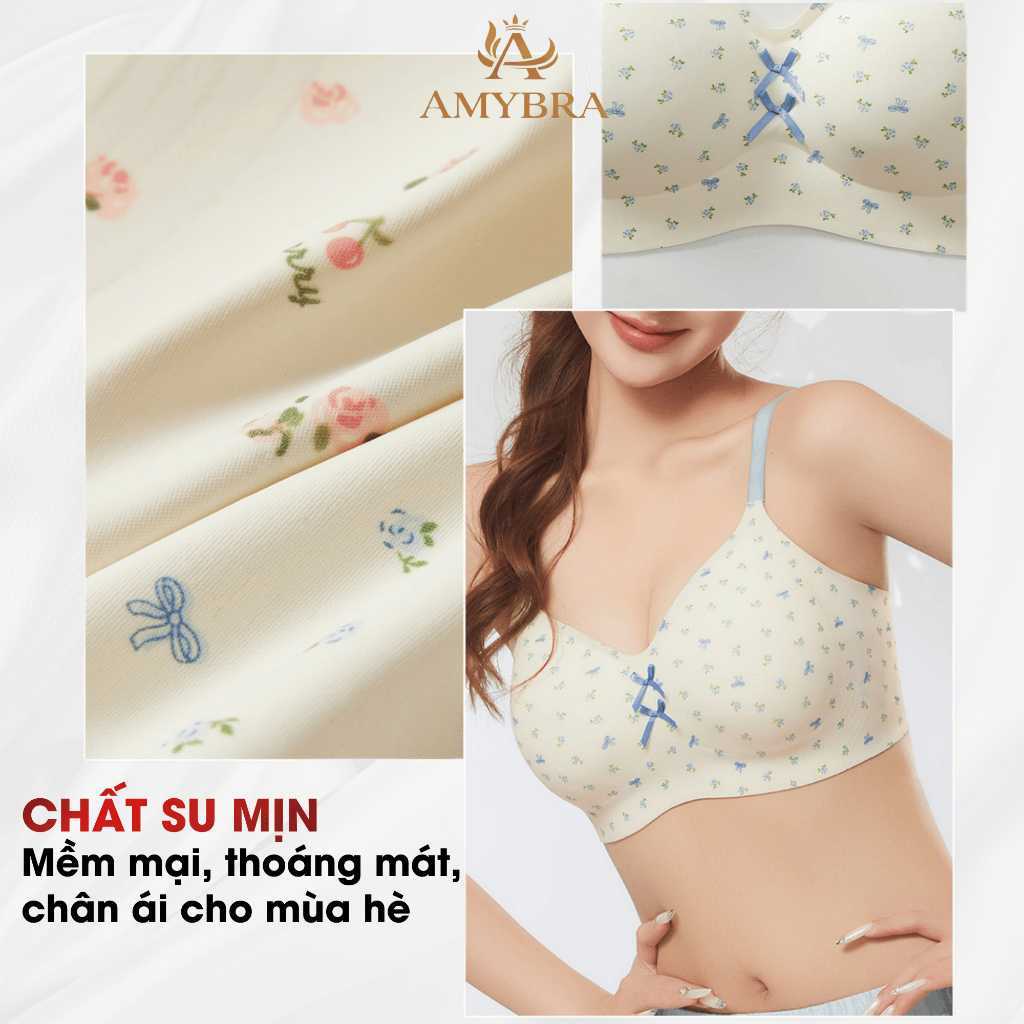 [ HỎA TỐC - AMYBRA ] Áo Ngực Nữ Su Không Gọng Mềm Mịn, Áo Lót Nữ Mút Cố Định Họa Tiết Xinh Xắn A967