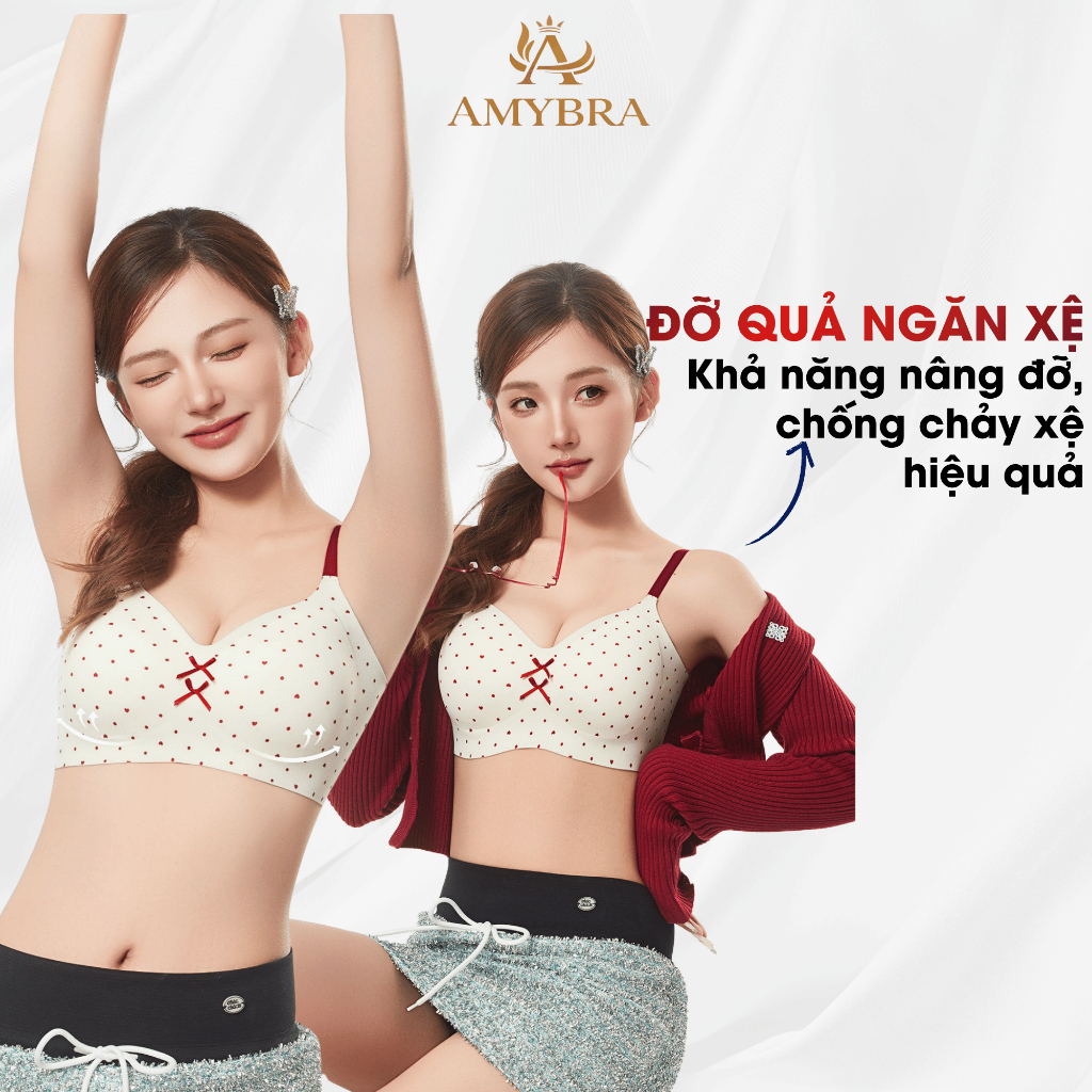 [ HỎA TỐC - AMYBRA ] Áo Ngực Nữ Su Không Gọng Mềm Mịn, Áo Lót Nữ Mút Cố Định Họa Tiết Xinh Xắn A967