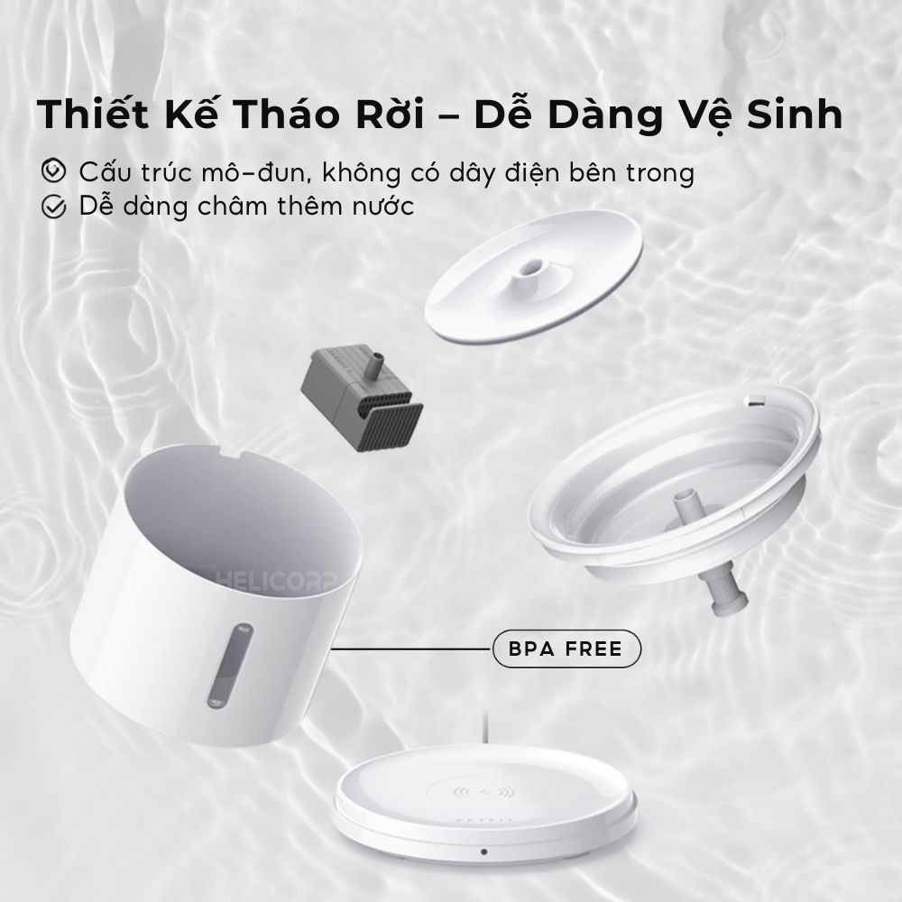 [Global Version] Máy Lọc Nước Cho Chó Mèo Bơm Không Dây PETKIT Solo 2 có điều khiển qua App