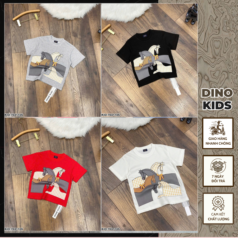 Áo thun chất cotton ngắn tay cho bé trai in hình nhiều ngựa hàng siêu đẹp-Áo phông ngắn tay cho bé trai hàng cao cấp