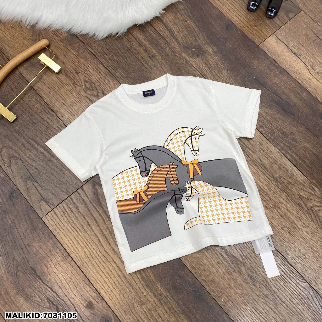 Áo thun chất cotton ngắn tay cho bé trai in hình nhiều ngựa hàng siêu đẹp-Áo phông ngắn tay cho bé trai hàng cao cấp