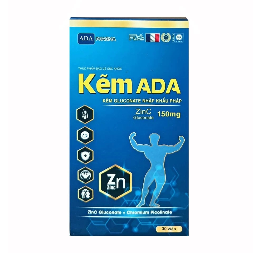 Viên kẽm ADA 150mg giúp bổ sung kẽm gluconate