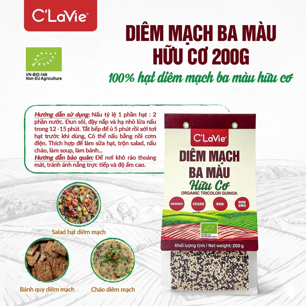 Hạt diêm mạch Quinoa hữu cơ C'lavie/ Sottolestelle/ Aztec Organic