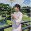 Áo Dài Nữ Cách Tân 4 Tà Tơ Óng Thêu Hoa Và Cá Cảnh Set Áo Dài Thiết Kế Dáng Suông Kèm Quần Lụa Hồng Cao Cấp T1522G