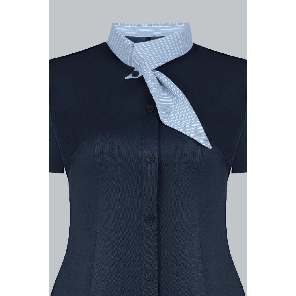 Đầm Xuân Hè Dáng A Phối Cổ Kẻ 1S14.2601. Đầm Preppy Thanh Lịch Cổ Sơ Mi, Đầm Công Sở Nữ Thanh Lịch Hiện Đại Trẻ Trung JM
