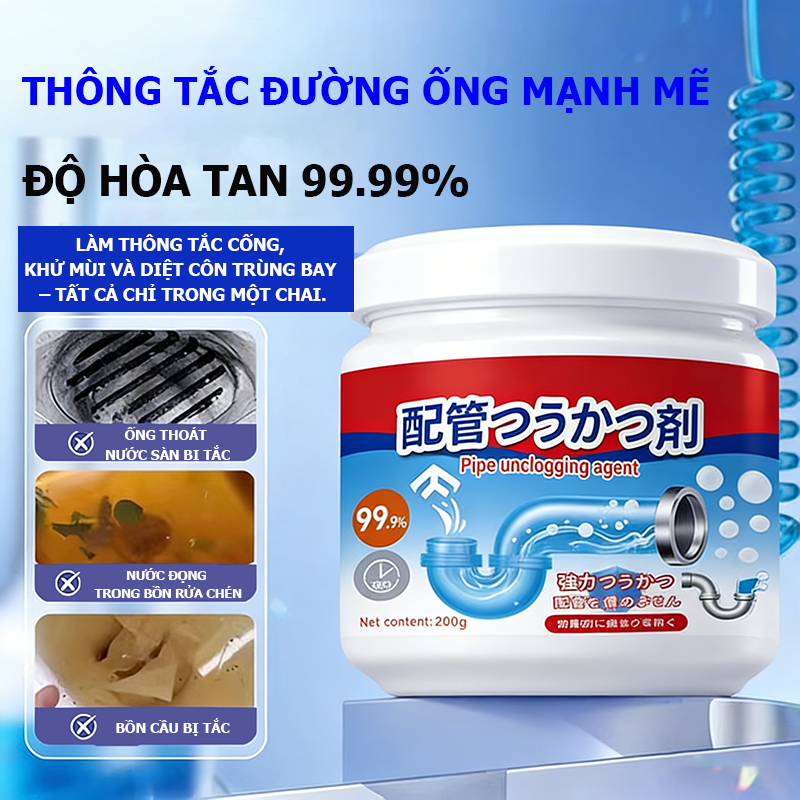 COD Chất tẩy rửa đường ống mạnh mẽ, được pha chế đặc biệt để thông tắc cống nhà bếp, dầu mỡ và bồn cầu.