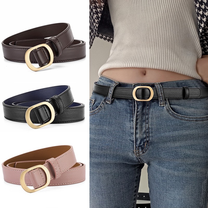 Thắt lưng da nam nữ đai váy nữ dây nịt bầu dục HORIZON không cần lỗ bản nhỏ da xịn dày dặn 2,3cm