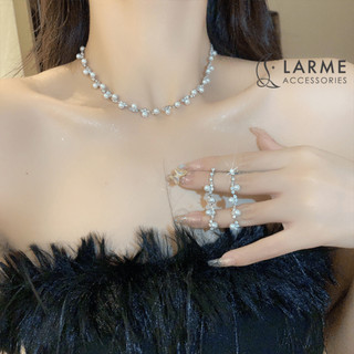 Bộ trang sức tiểu thư đính đá lấp lánh dự tiệc sang trọng Larme accessories -BTS013